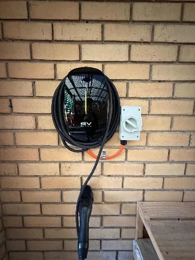 Cable run on a brick wall